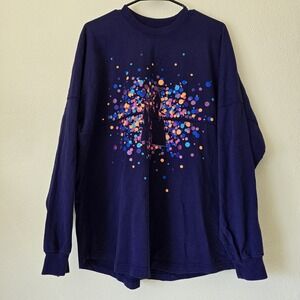 Disneyland Resort Spirit Jersey Sz Large‎ Purple Glitter Cotton Knit Sweatshirt
